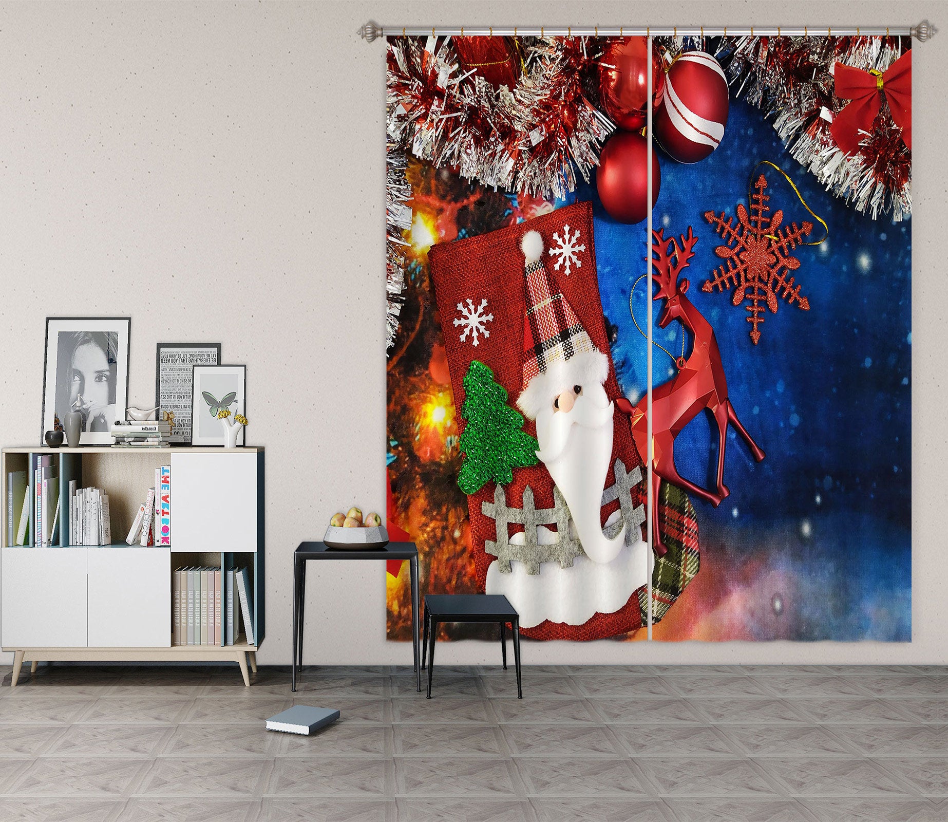 3D Santa Claus 53150 Christmas Curtains Drapes Xmas