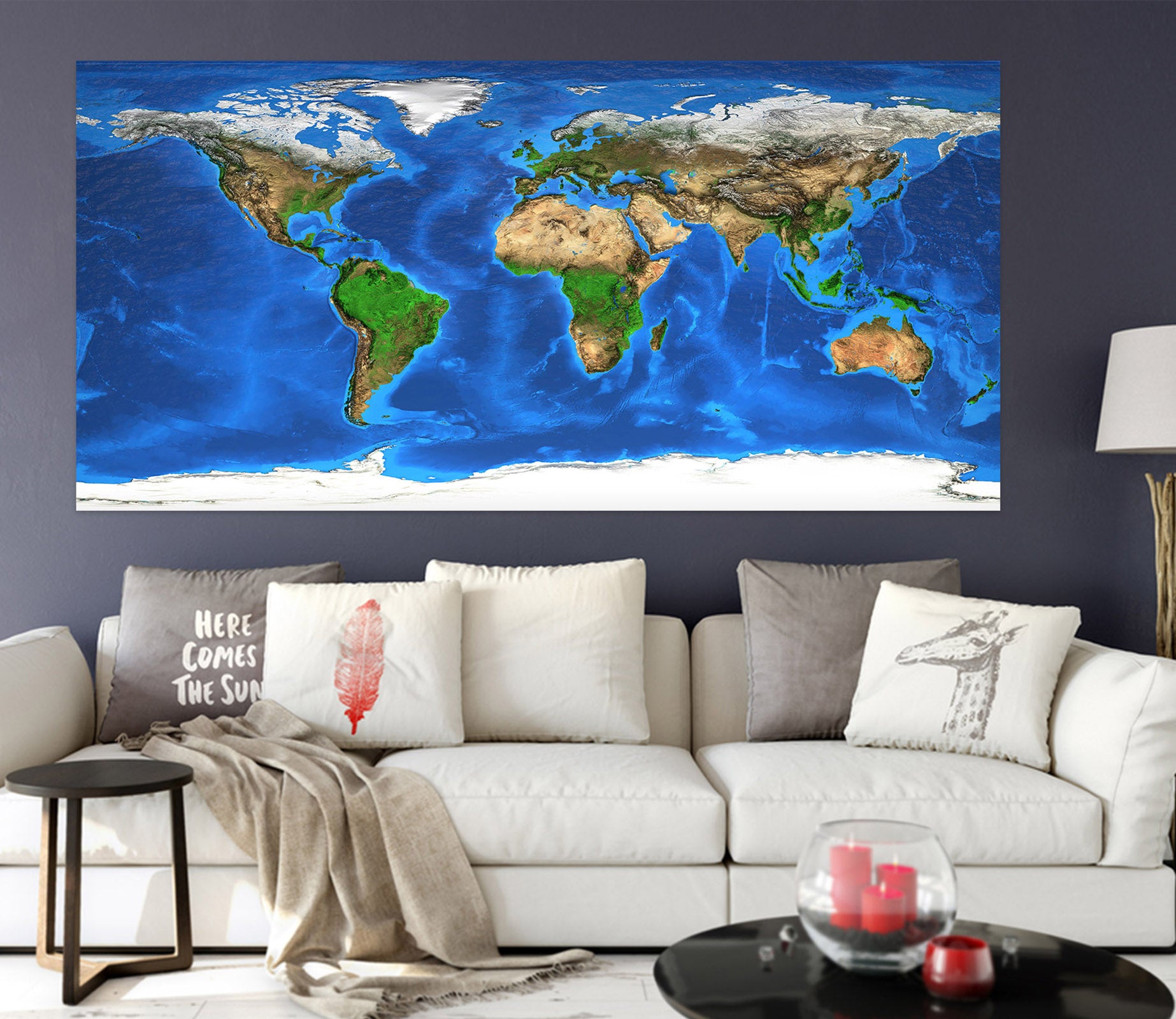 3D Green Island 238 World Map Wall Sticker