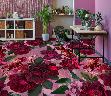 3D Pink Flowers 99195 Uta Naumann Floor Mural  Wallpaper Murals Self-Adhesive Removable Print Epoxy