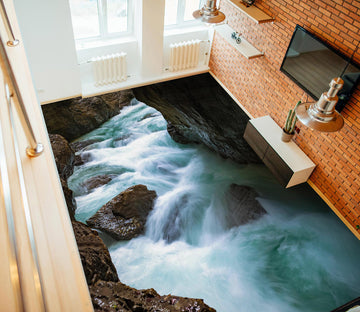 3D Staggered Flowing Water 1103 Floor Mural  Wallpaper Murals Self-Adhesive Removable Print Epoxy