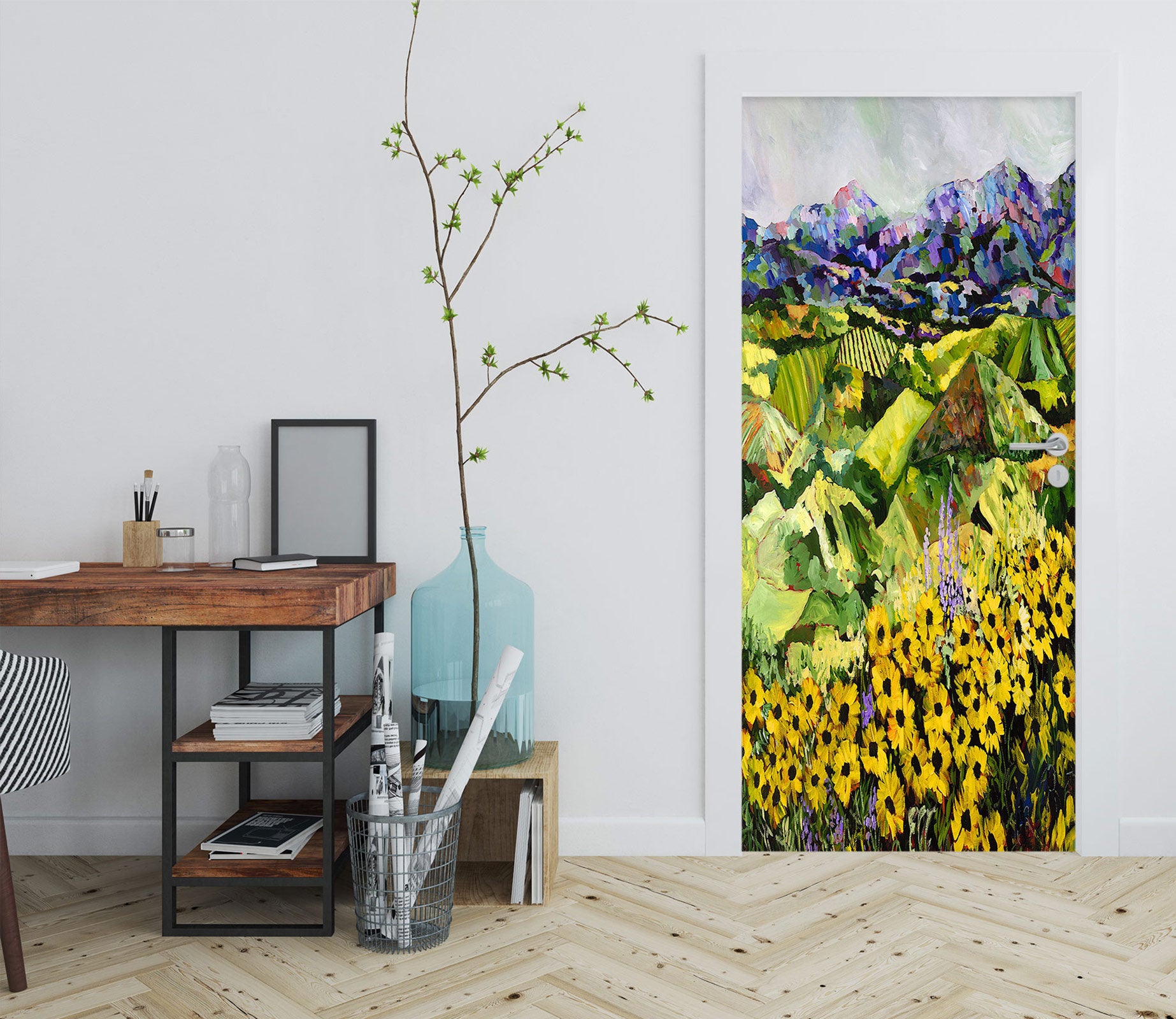 3D Hillside Mountains Yellow Daisies 9342 Allan P. Friedlander Door Mural