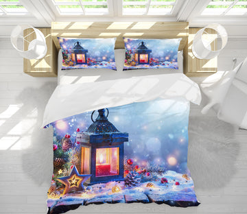 3D Candle Snow 53050 Christmas Quilt Duvet Cover Xmas Bed Pillowcases