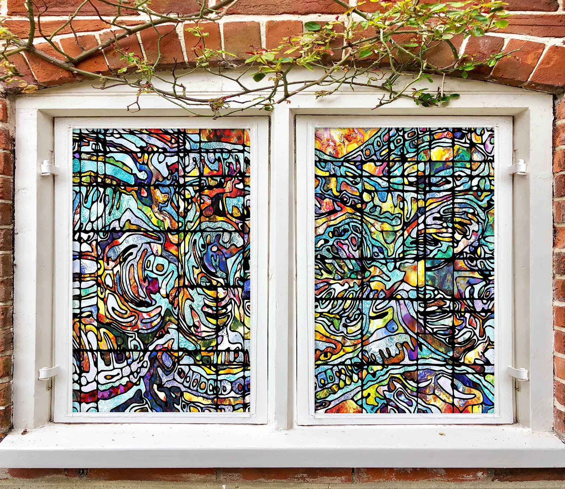 3D Abstract Graffiti 184 Window Film Print Sticker Cling Stained Glass UV Block