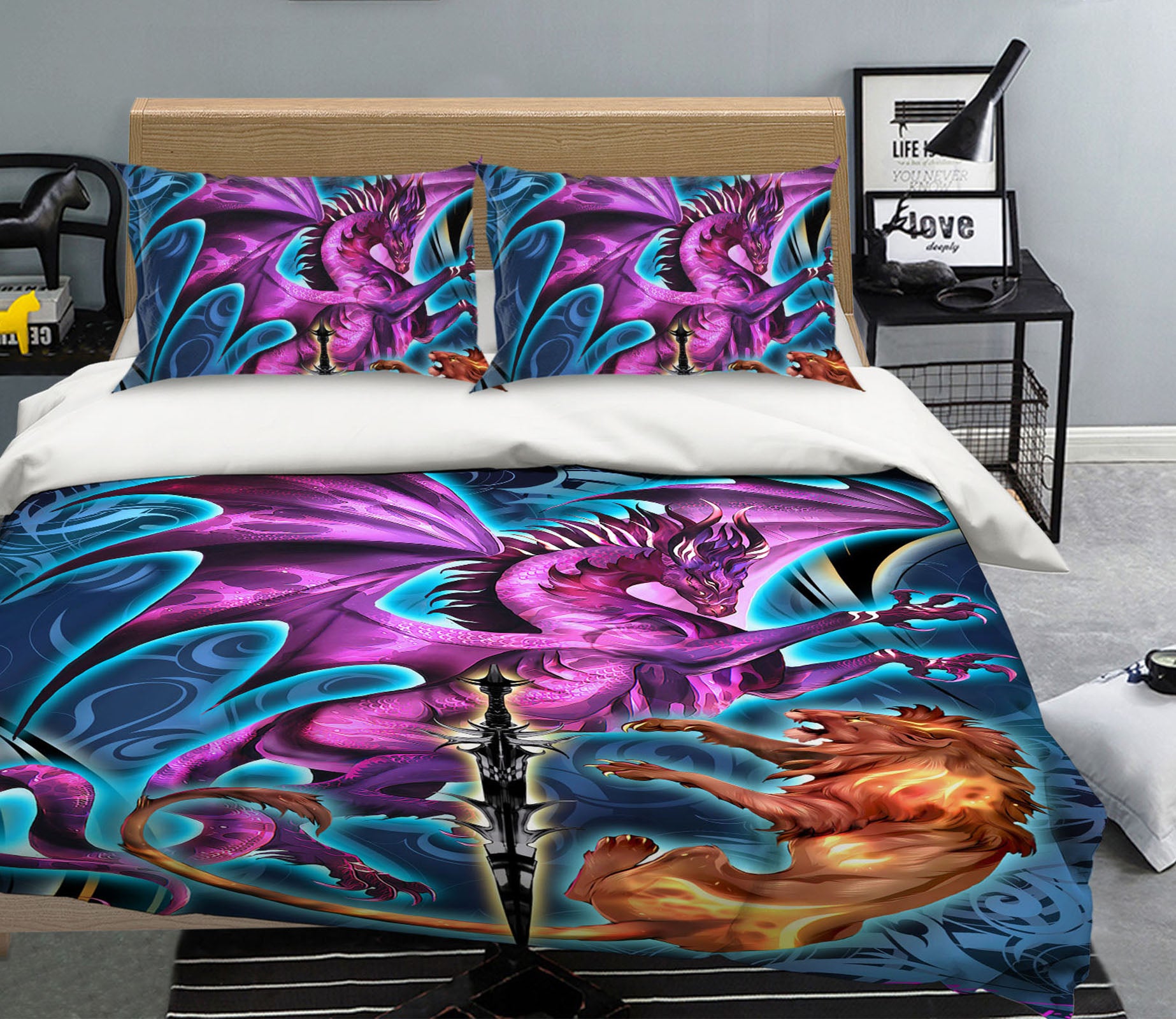 3D Dragon Lion 8315 Ruth Thompson Bedding Bed Pillowcases Quilt Cover Duvet Cover