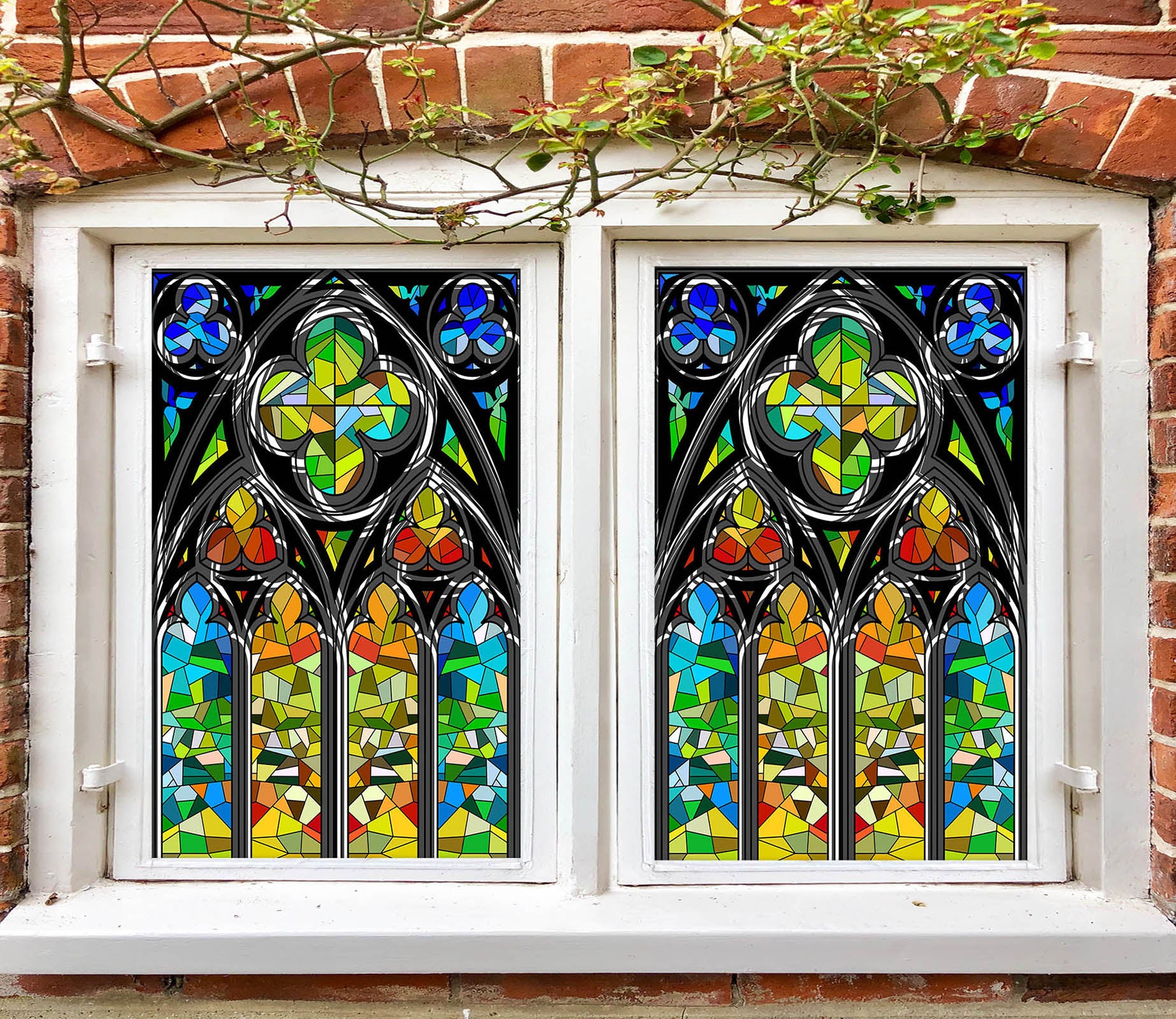 3D Color Graffiti 383 Window Film Print Sticker Cling Stained Glass UV Block