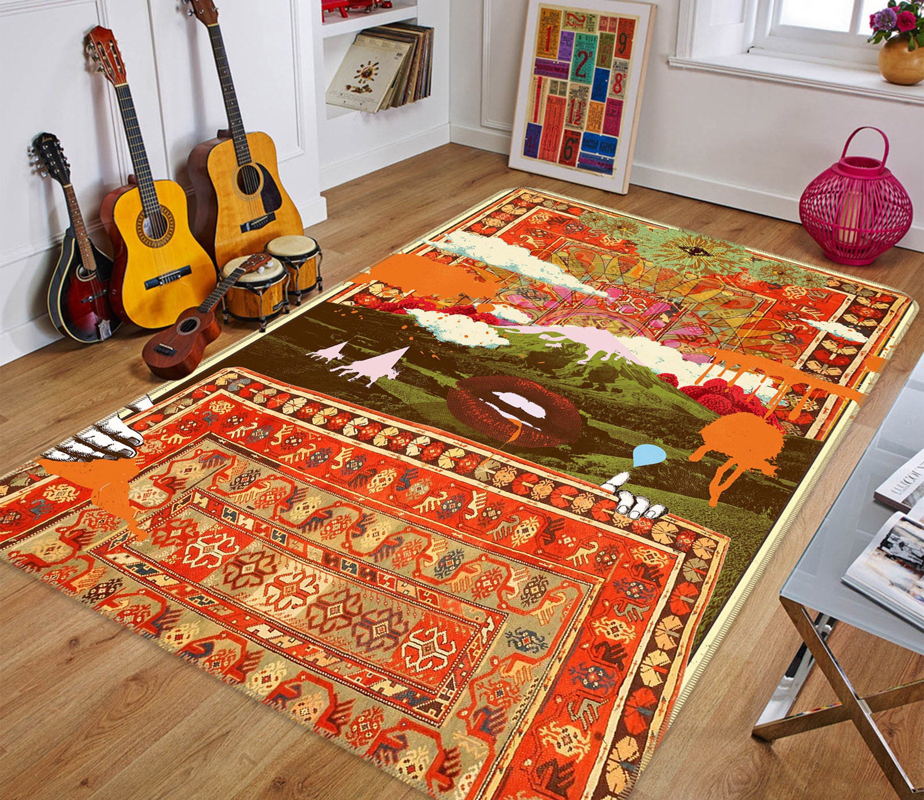 3D Country Village 1009 Showdeer Rug Non Slip Rug Mat