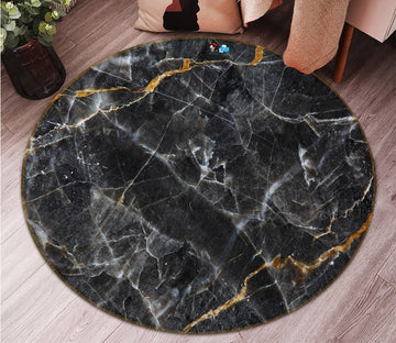 3D Stone Pattern Black 110 Round Non Slip Rug Mat Mat AJ Creativity Home 