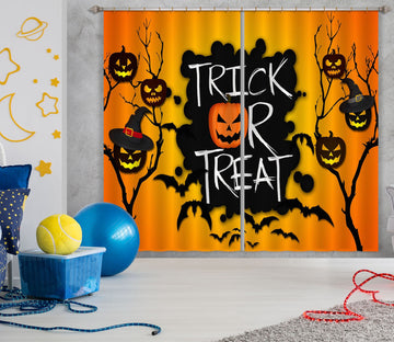 3D Black Pumpkin Festival 037 Halloween Curtains Drapes Curtains AJ Creativity Home 
