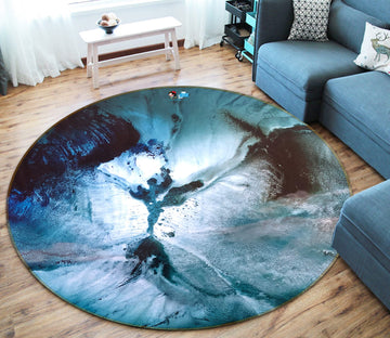 3D Blue Texture 778 Skromova Marina Rug Round Non Slip Rug Mat
