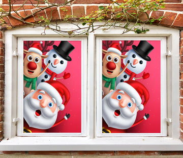 3D Snowman Santa 30063 Christmas Window Film Print Sticker Cling Stained Glass Xmas