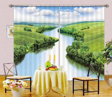 3D Forest River 105 Curtains Drapes