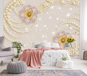 3D Pearl Flower 1477 Wall Murals