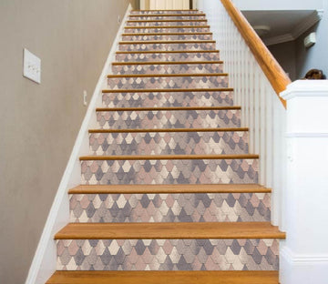 3D Fish Scale Mosaic 06863 Marble Tile Texture Stair Risers Wallpaper AJ Wallpaper 