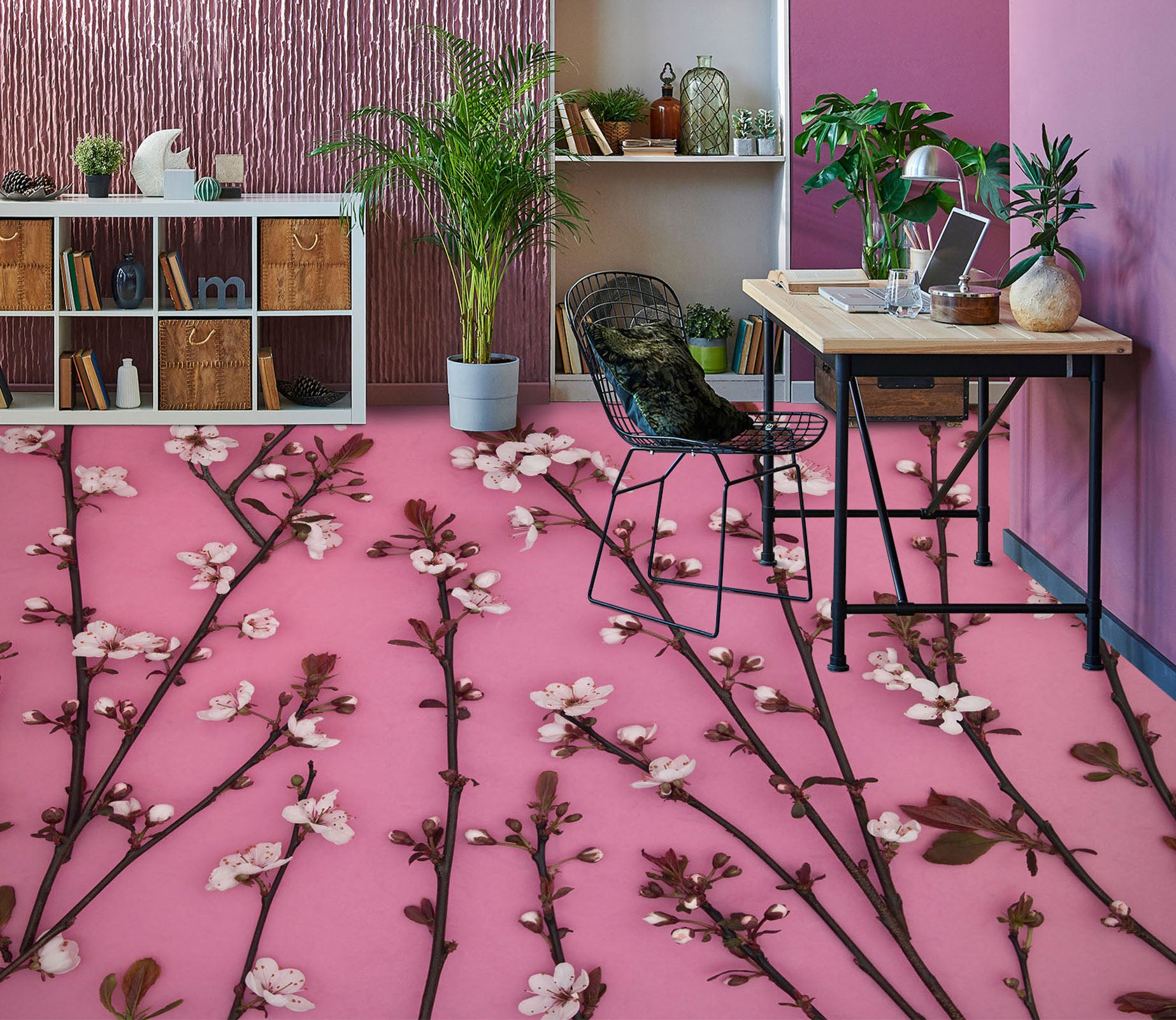 3D Flower Branch 98170 Adrian Chesterman Floor Mural  Wallpaper Murals Self-Adhesive Removable Print Epoxy