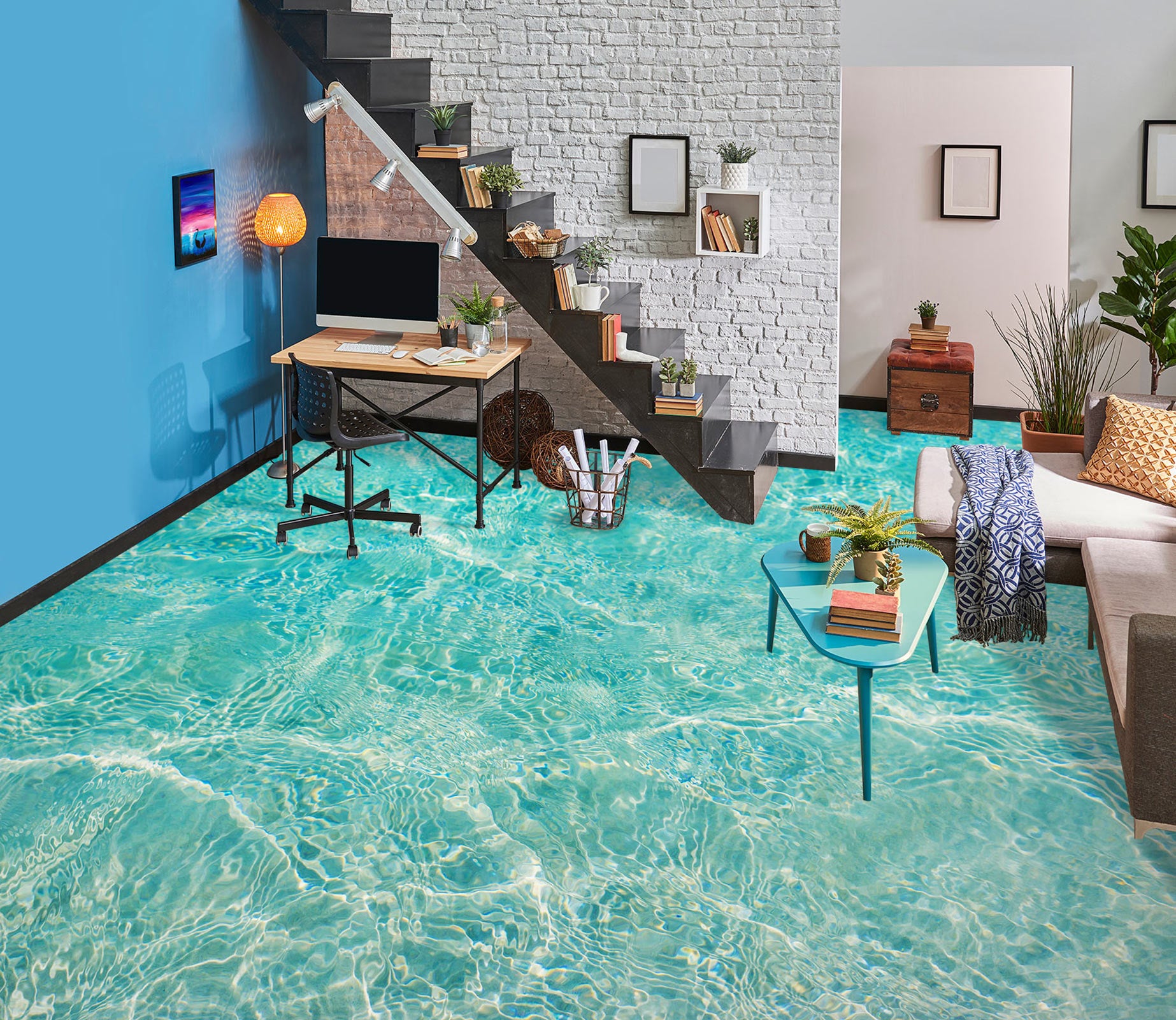 3D Leisurely Cool Water 663 Floor Mural  Wallpaper Murals Rug & Mat Print Epoxy waterproof bath floor