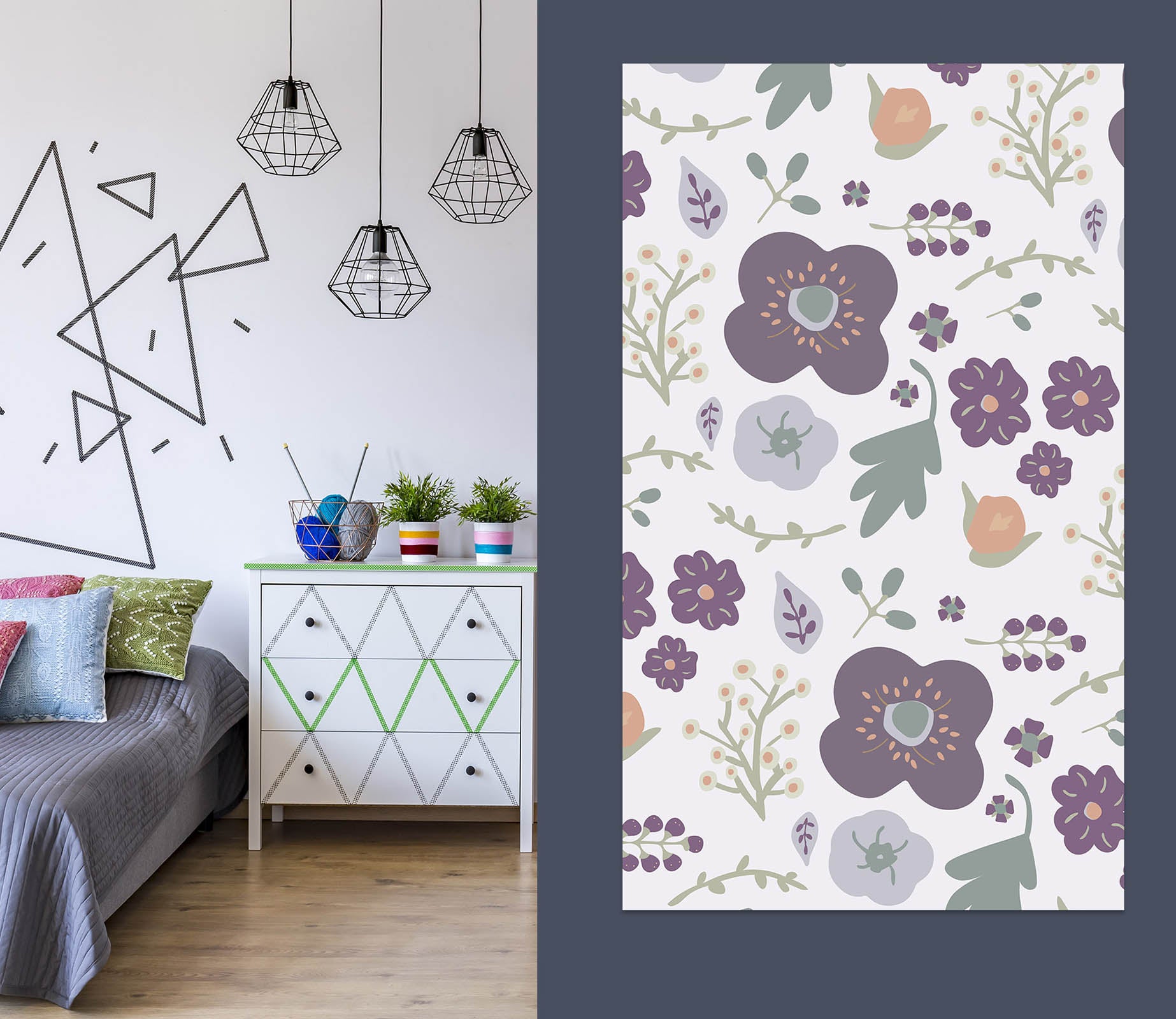 3D Colored Flowers 008 Jillian Helvey Wall Sticker