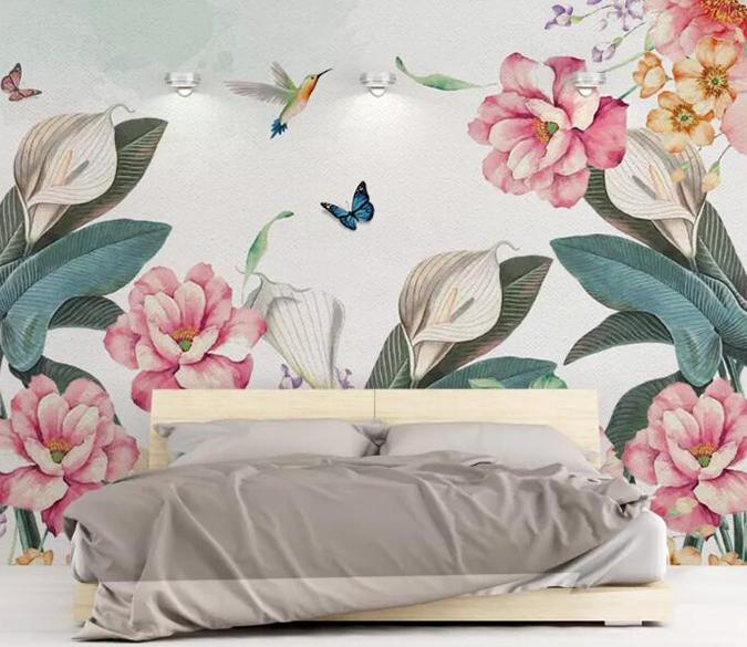 3D Flower Butterfly 526 Wall Murals Wallpaper AJ Wallpaper 2 
