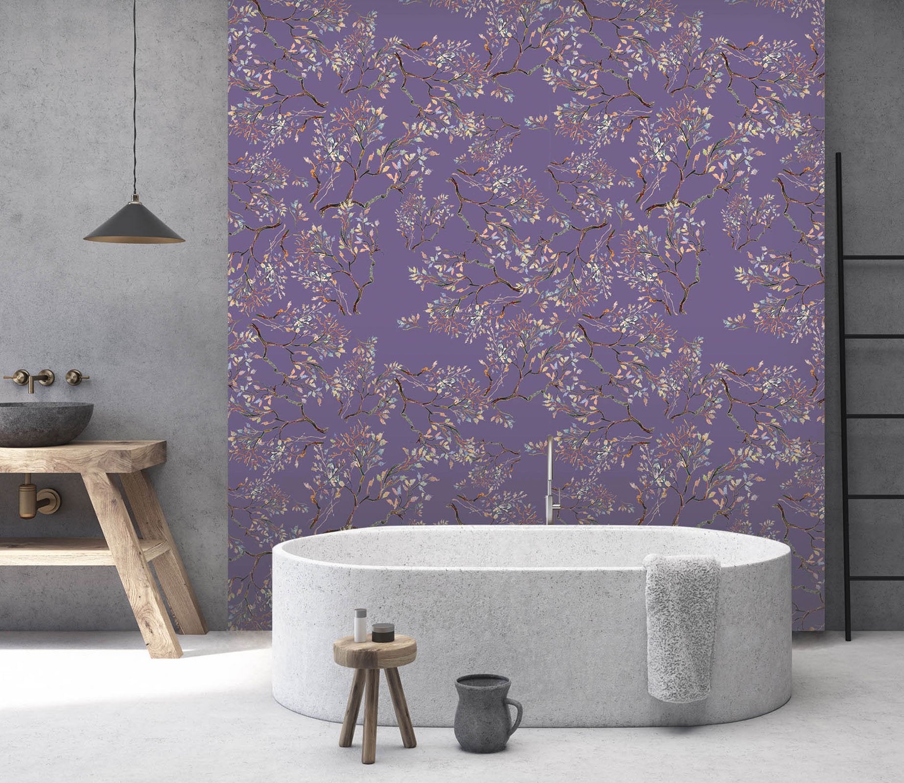 3D Purple Twig 08 Marble Tile Texture Wallpaper AJ Wallpaper 2 