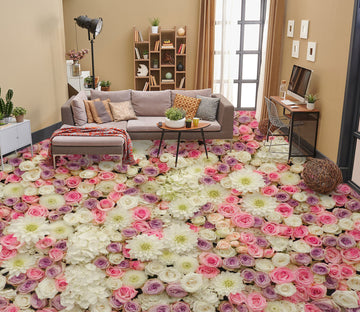 3D Roses And Chrysanthemums 414 Floor Mural  Wallpaper Murals Rug & Mat Print Epoxy waterproof bath floor
