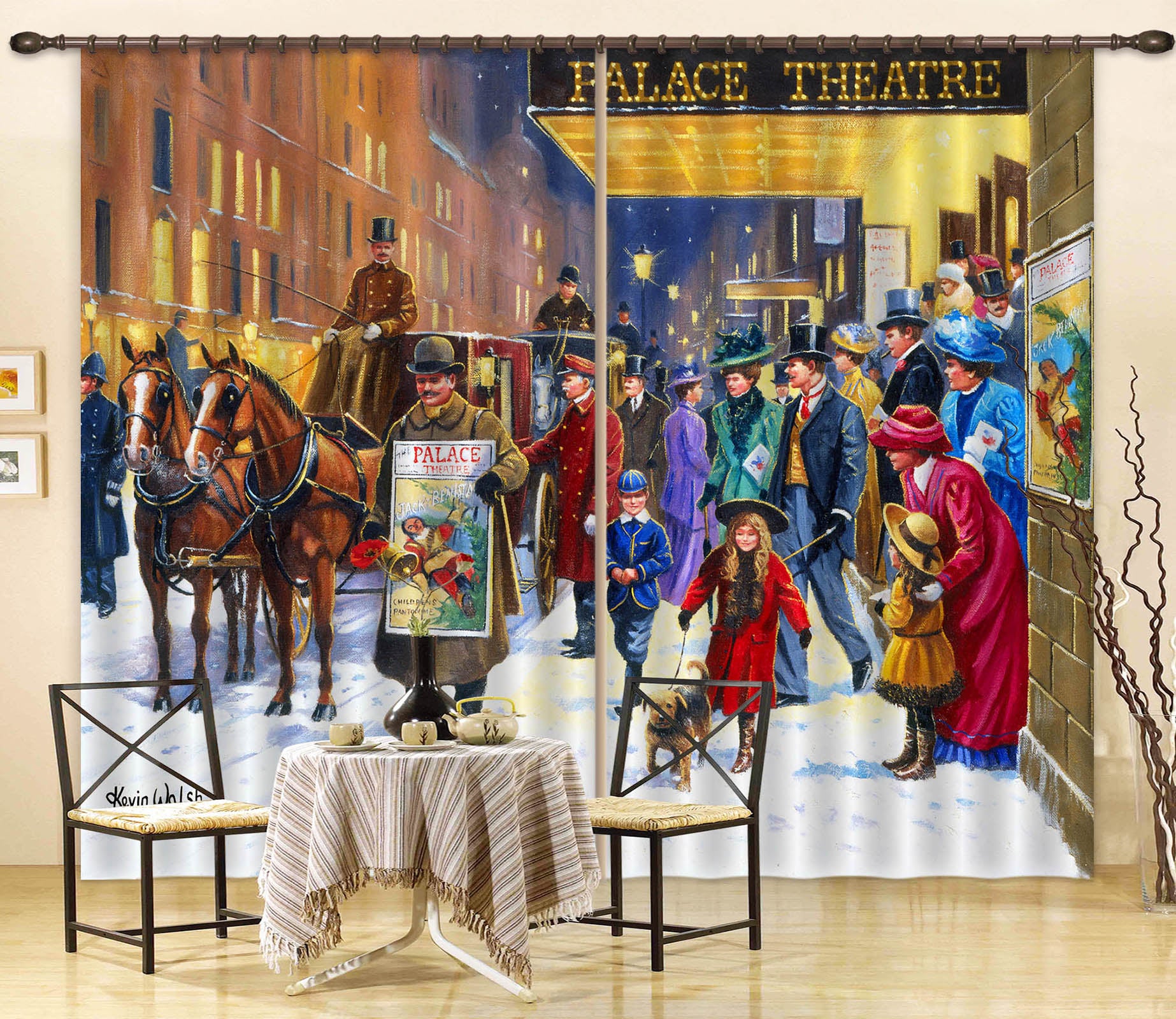 3D Street Carriage 141 Kevin Walsh Curtain Curtains Drapes