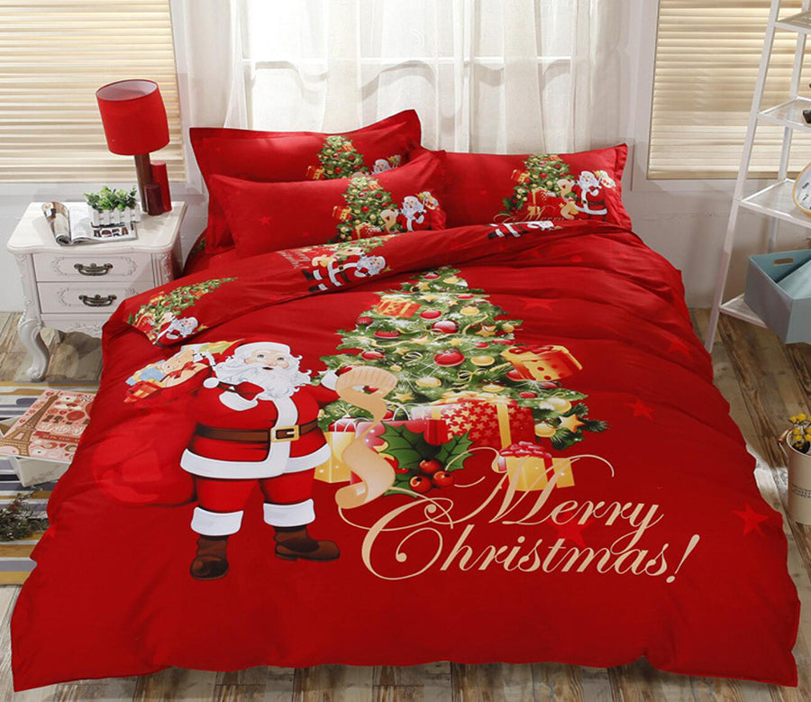3D Santa Tree 32098 Christmas Quilt Duvet Cover Xmas Bed Pillowcases