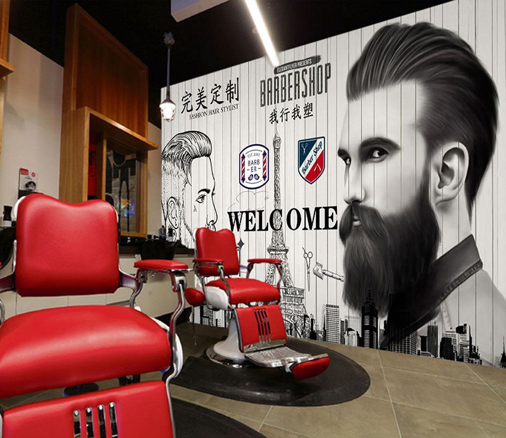 3D Signature Hairstyle 1480 Barber Shop Wall Murals