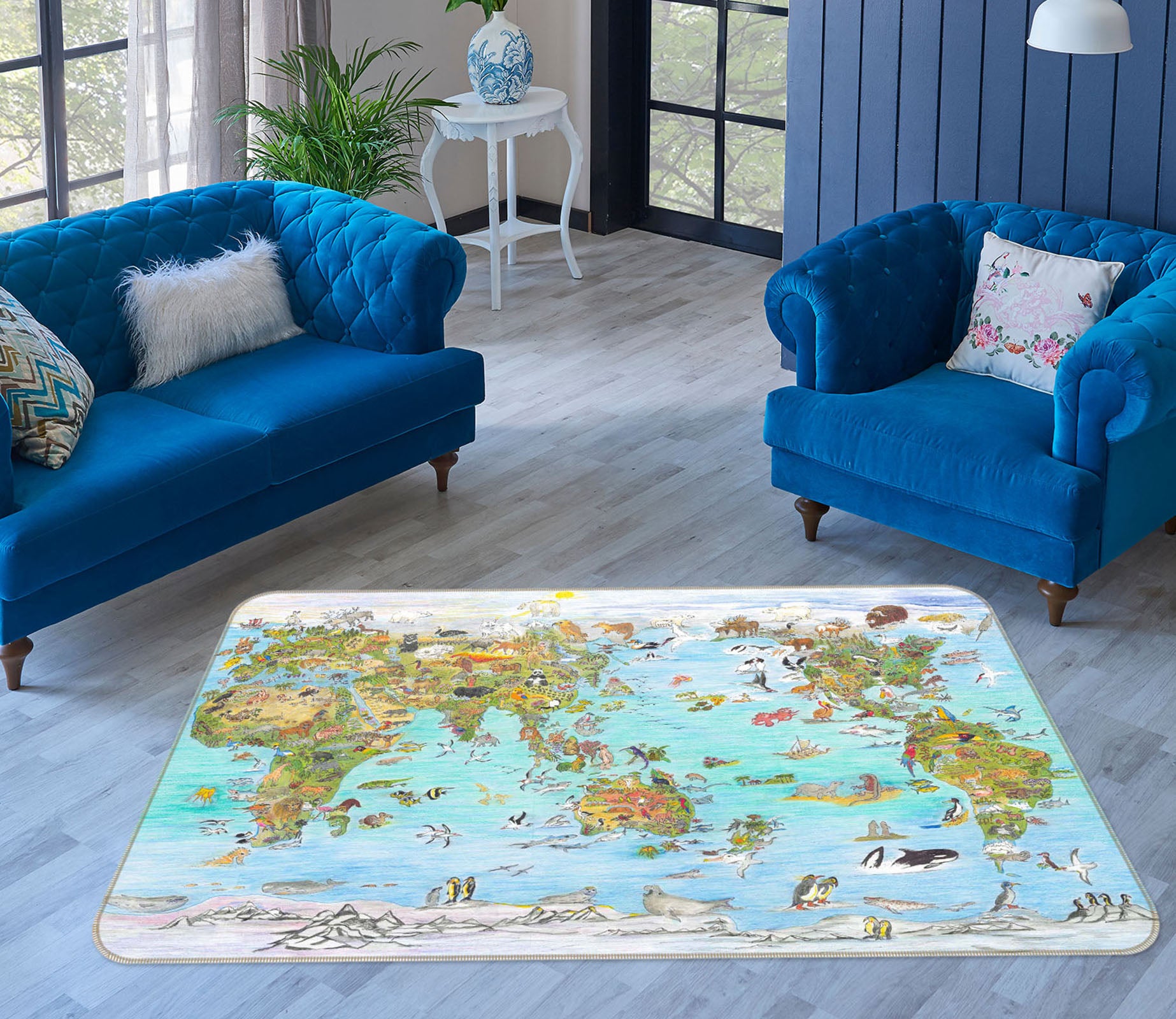 3D Cute Animal 1515 Michael Sewell Rug Non Slip Rug Mat