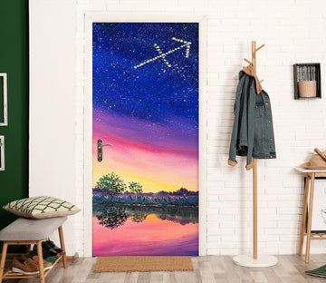 3D Starry Sky Lake 9439 Marina Zotova Door Mural