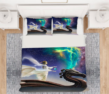 3D Starry Sky Dragon Woman 7040 Ciruelo Bedding Bed Pillowcases Quilt