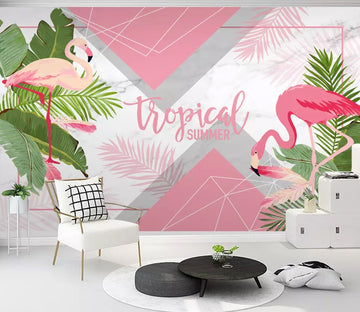 3D Pink Flamingo WC58 Wall Murals Wallpaper AJ Wallpaper 2 