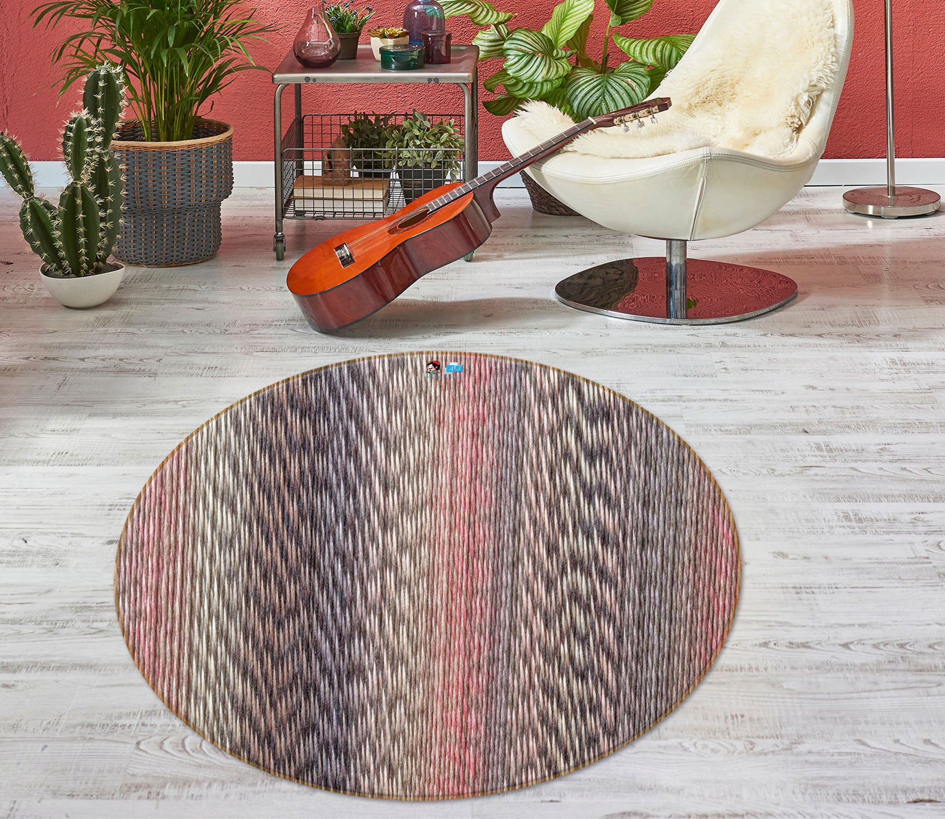 3D Color Texture 7578 Assaf Frank Rug Round Non Slip Rug Mat