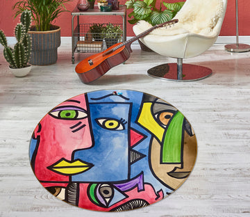 3D Abstract Caricature 8238 Jacqueline Reynoso Rug Round Non Slip Rug Mat
