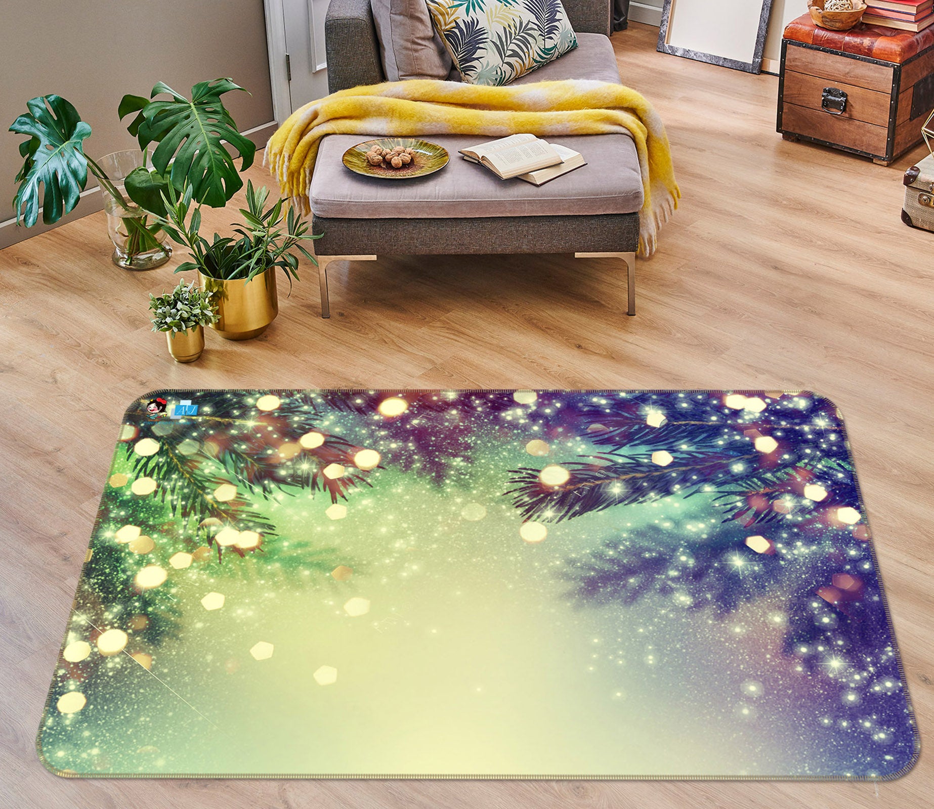 3D Branch Light Spot 56223 Christmas Non Slip Rug Mat Xmas