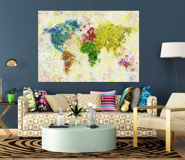 3D Color Graffiti 134 World Map Wall Sticker
