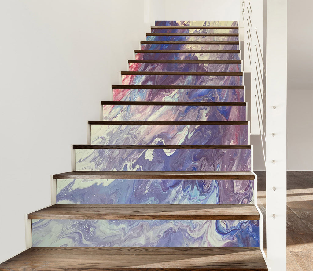 3D Blue Purple Water Paint Pattern 90192 Valerie Latrice Stair Risers ...
