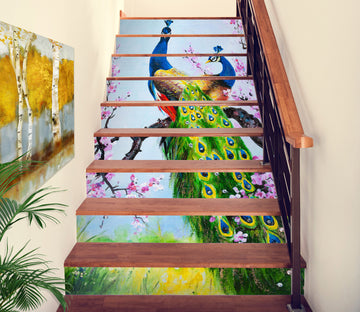3D Affectionate And Gorgeous Peacock 430 Stair Risers