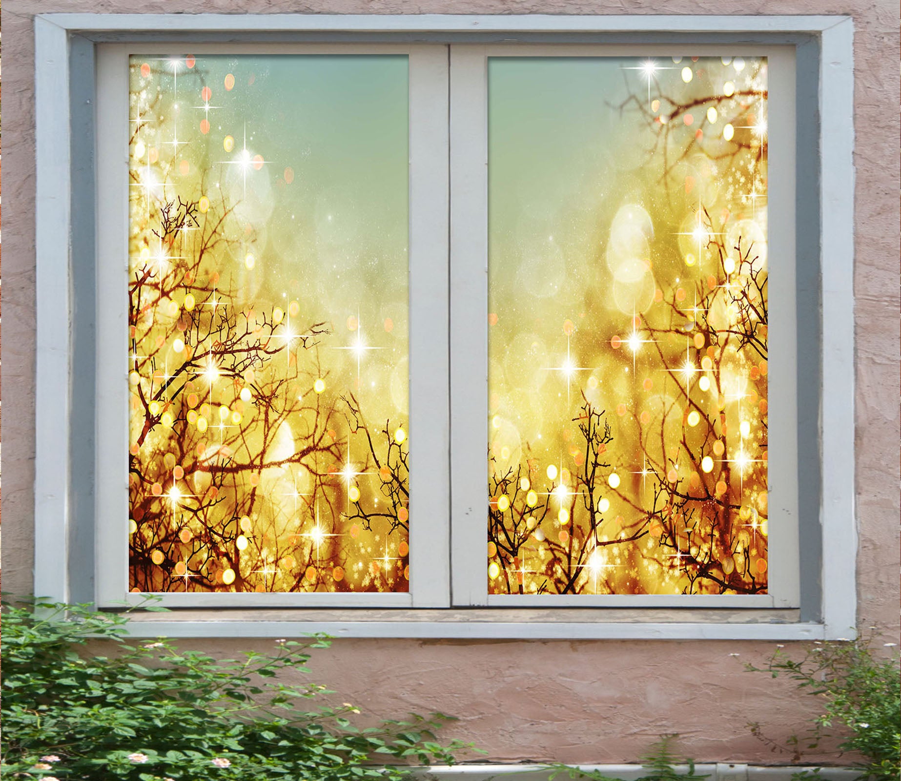 3D Branch Light Shadow 30103 Christmas Window Film Print Sticker Cling Stained Glass Xmas