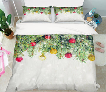 3D Branches Yellow Red Ball 53015 Christmas Quilt Duvet Cover Xmas Bed Pillowcases