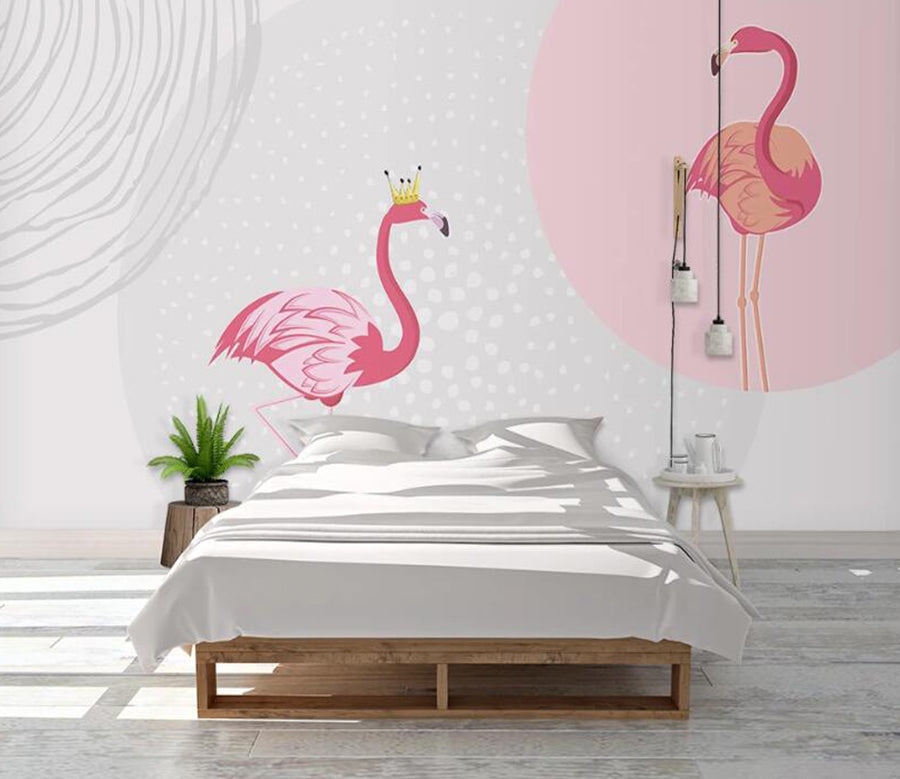 3D Circular Distance Flamingos 1101 Wall Murals