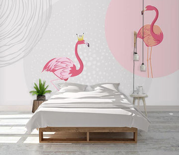 3D Circular Distance Flamingos 1101 Wall Murals