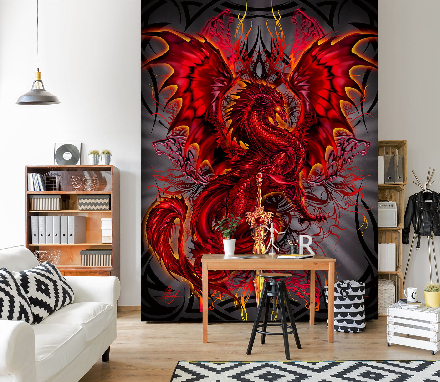 3D Red Dragon 8130 Ruth Thompson Wall Mural Wall Murals