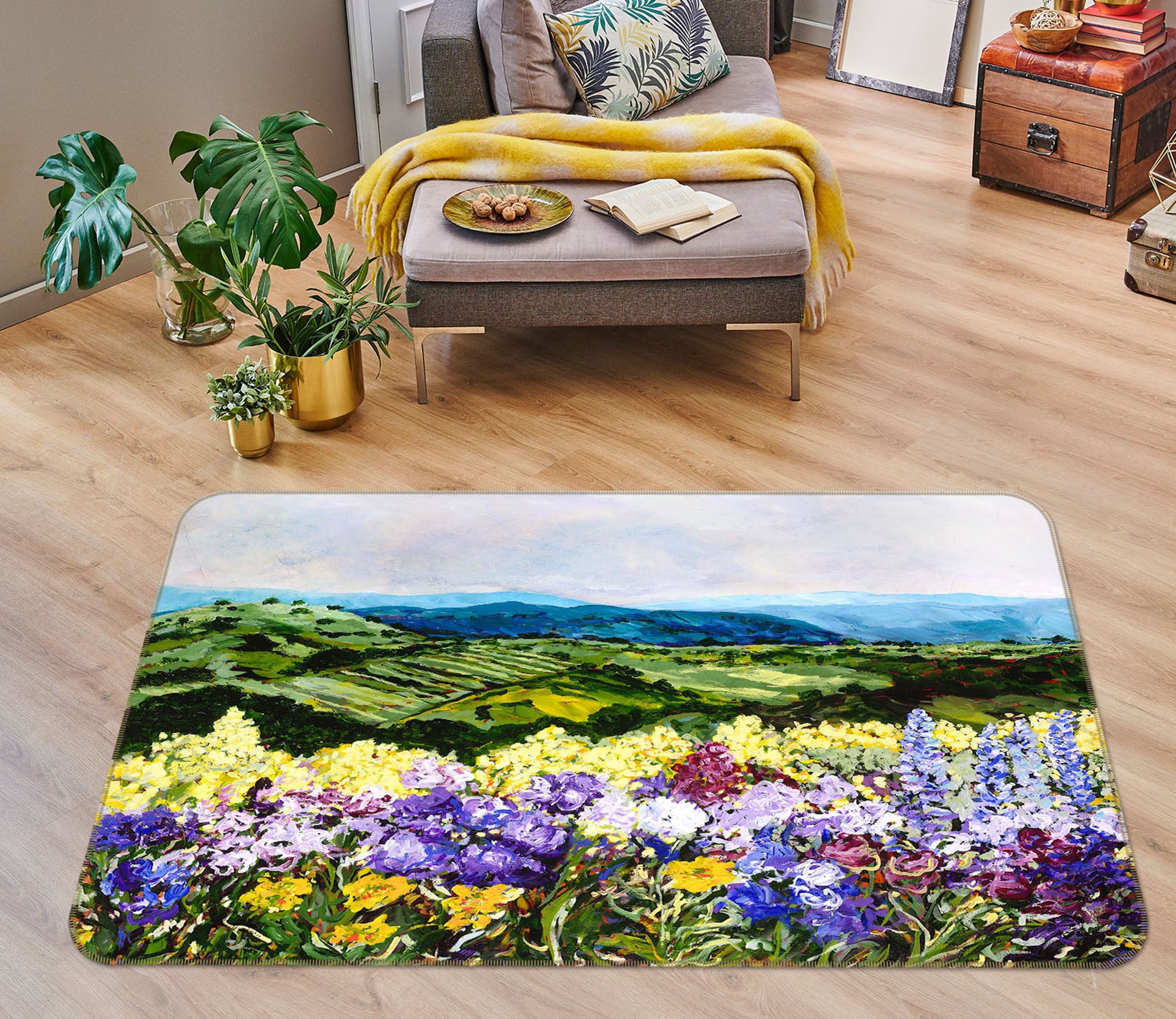 3D Colorful Garden 1008 Allan P. Friedlander Rug Non Slip Rug Mat