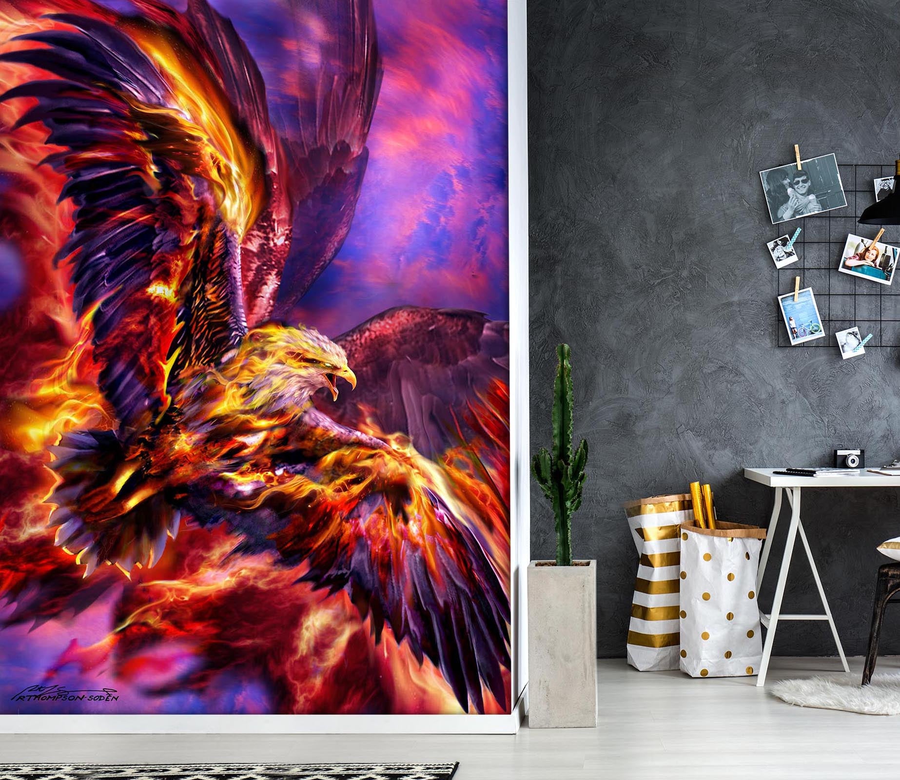 3D Flame Eagle 8148 Ruth Thompson Wall Mural Wall Murals