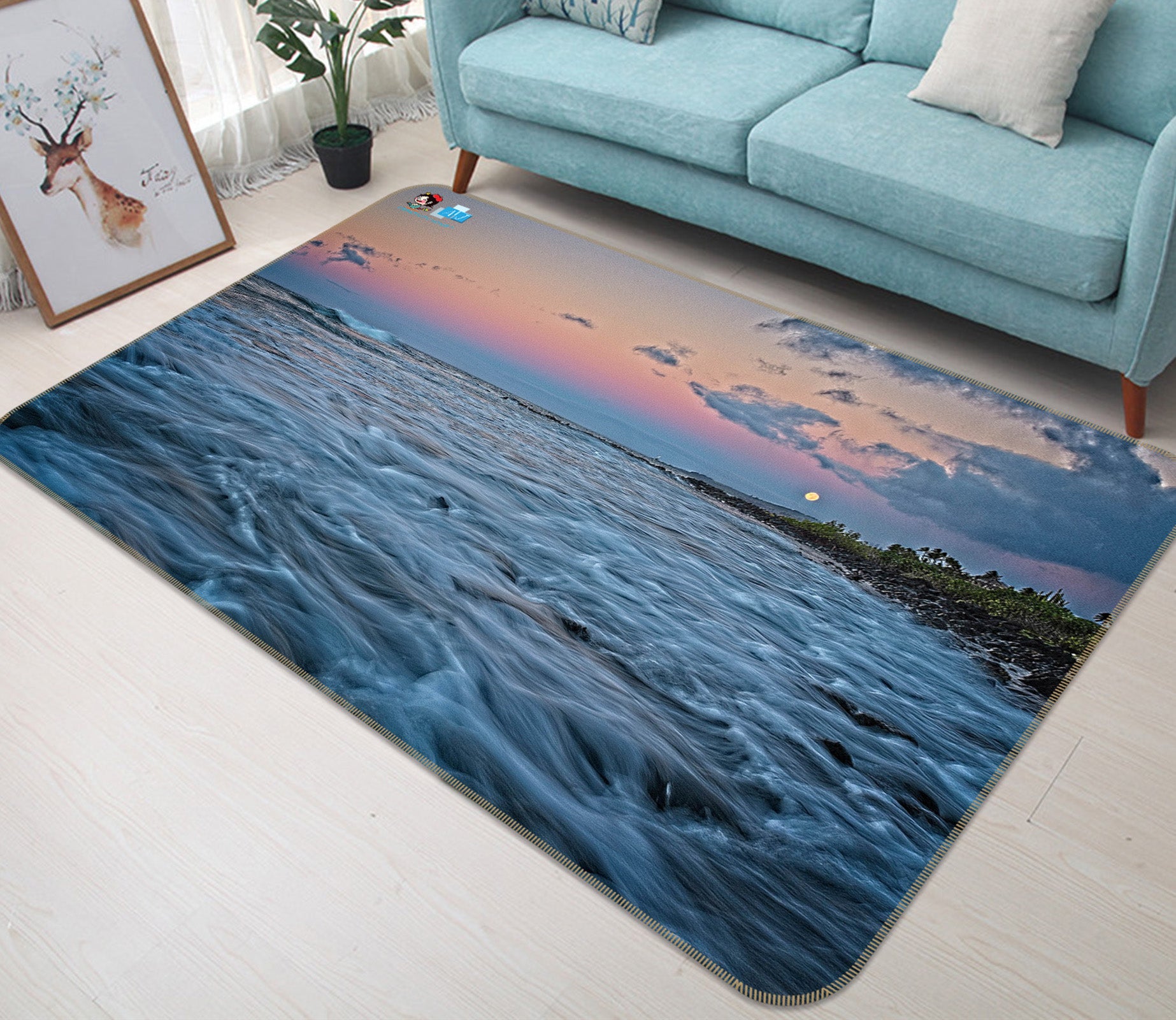3D Sea Waves 62211 Kathy Barefield Rug Non Slip Rug Mat
