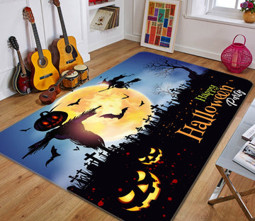 3D Scarecrow Moon 206 Halloween Non Slip Rug Mat Mat AJ Creativity Home 
