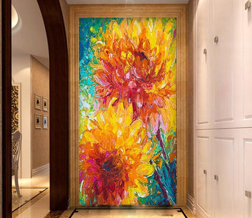 3D Orange Flowers 634 Wall Murals Wallpaper AJ Wallpaper 2 