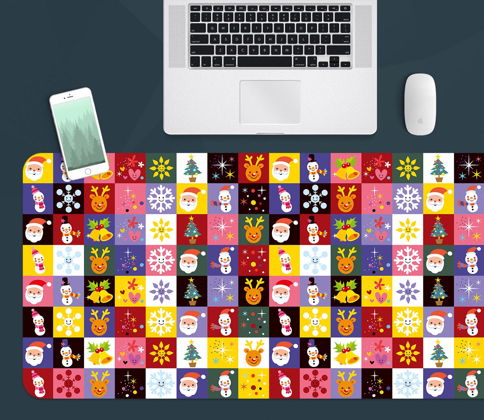 3D Colored Square 53153 Christmas Desk Mat Xmas