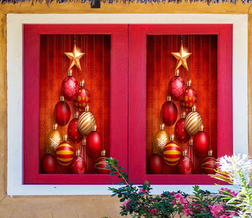 3D Red Ball 30129 Christmas Window Film Print Sticker Cling Stained Glass Xmas