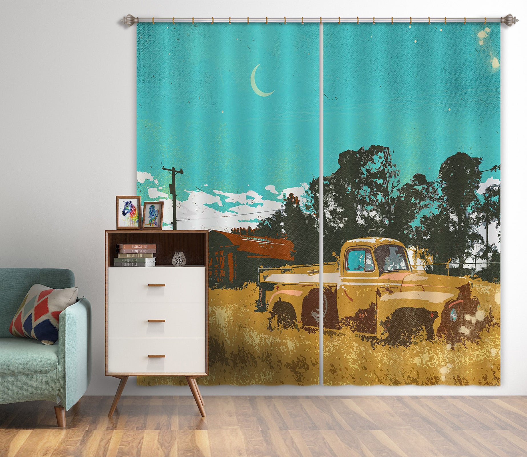 3D Prairie Car 043 Showdeer Curtain Curtains Drapes