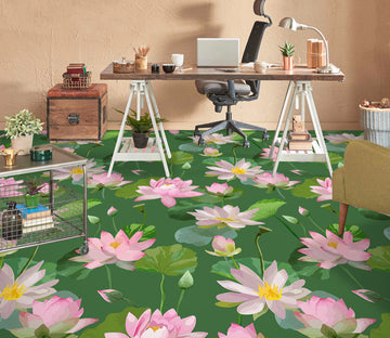 3D Pale Pink Lotus 1511 Floor Mural  Wallpaper Murals Self-Adhesive Removable Print Epoxy